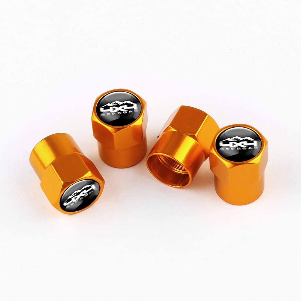 Cache-valves élégants dorés avec emblème 4x4, protègent les valves de gonflage