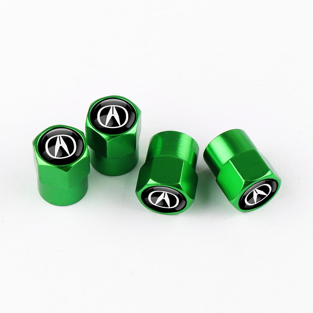 Pack de 4 cache-valves verts ACURA avec fond blanc