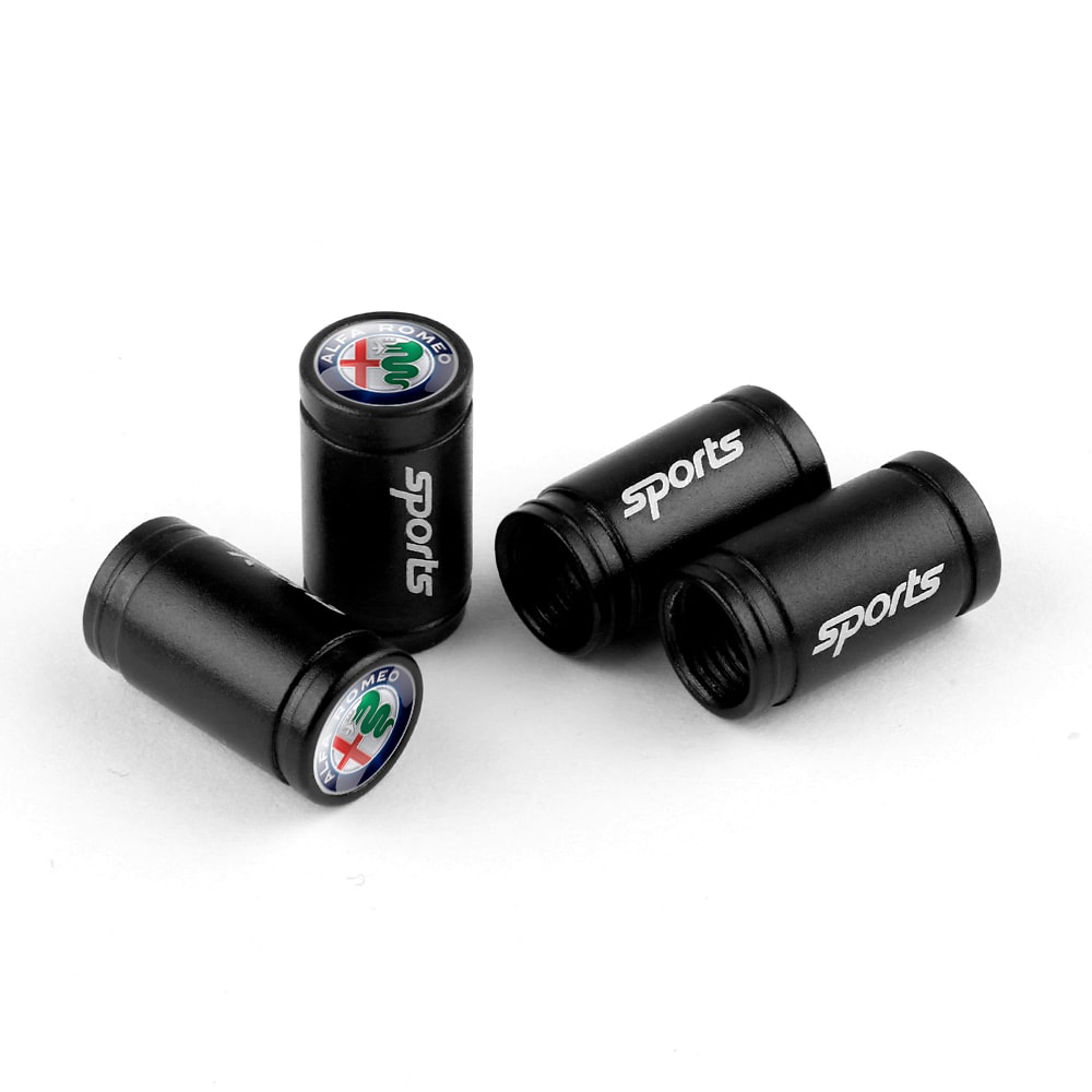 Embouts de protection pour valve noirs avec logo Alfa Romeo pour véhicules sportifs