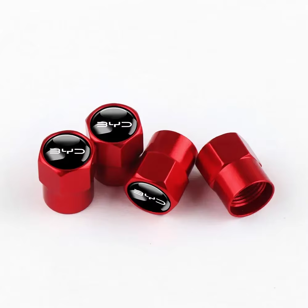 Bouchons de valve BYD rouges en aluminium, lot de 4