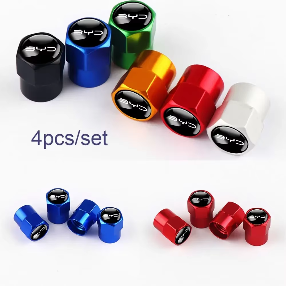Lot de 4 bouchons de valve BYD en aluminium en plusieurs coloris
