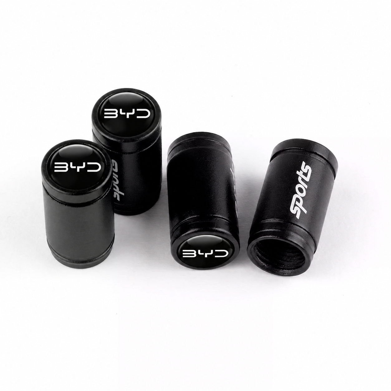 Bouchons de valve sport BYD noirs en aluminium, lot de 4