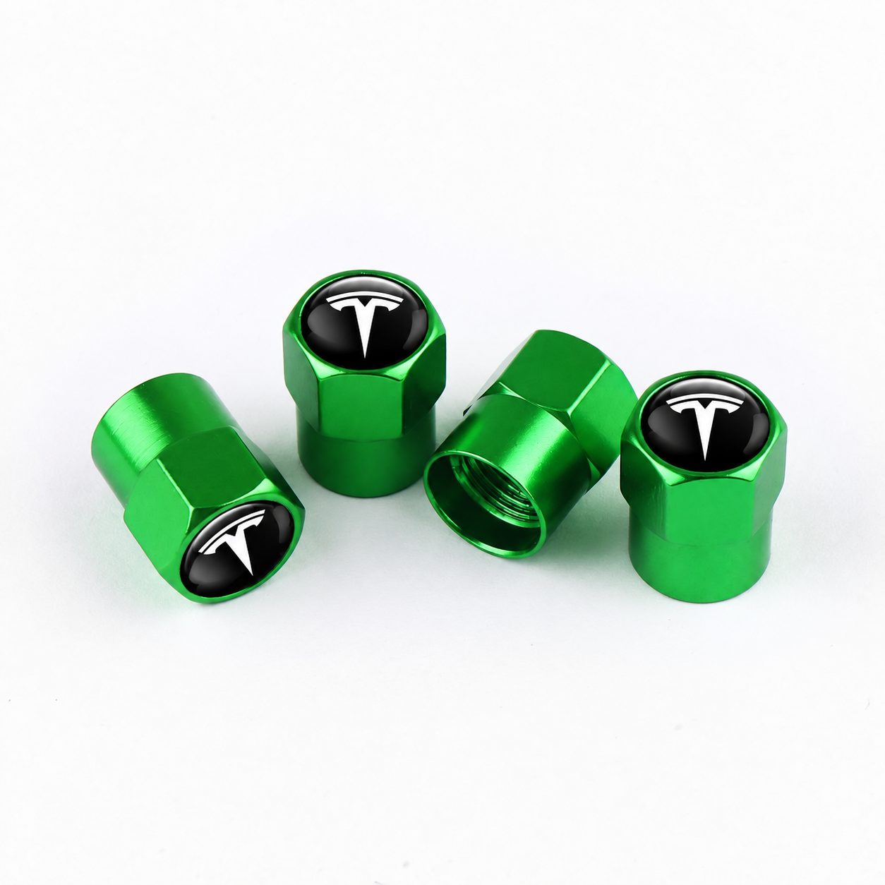 bouchons-valve-tesla-verts-aluminium