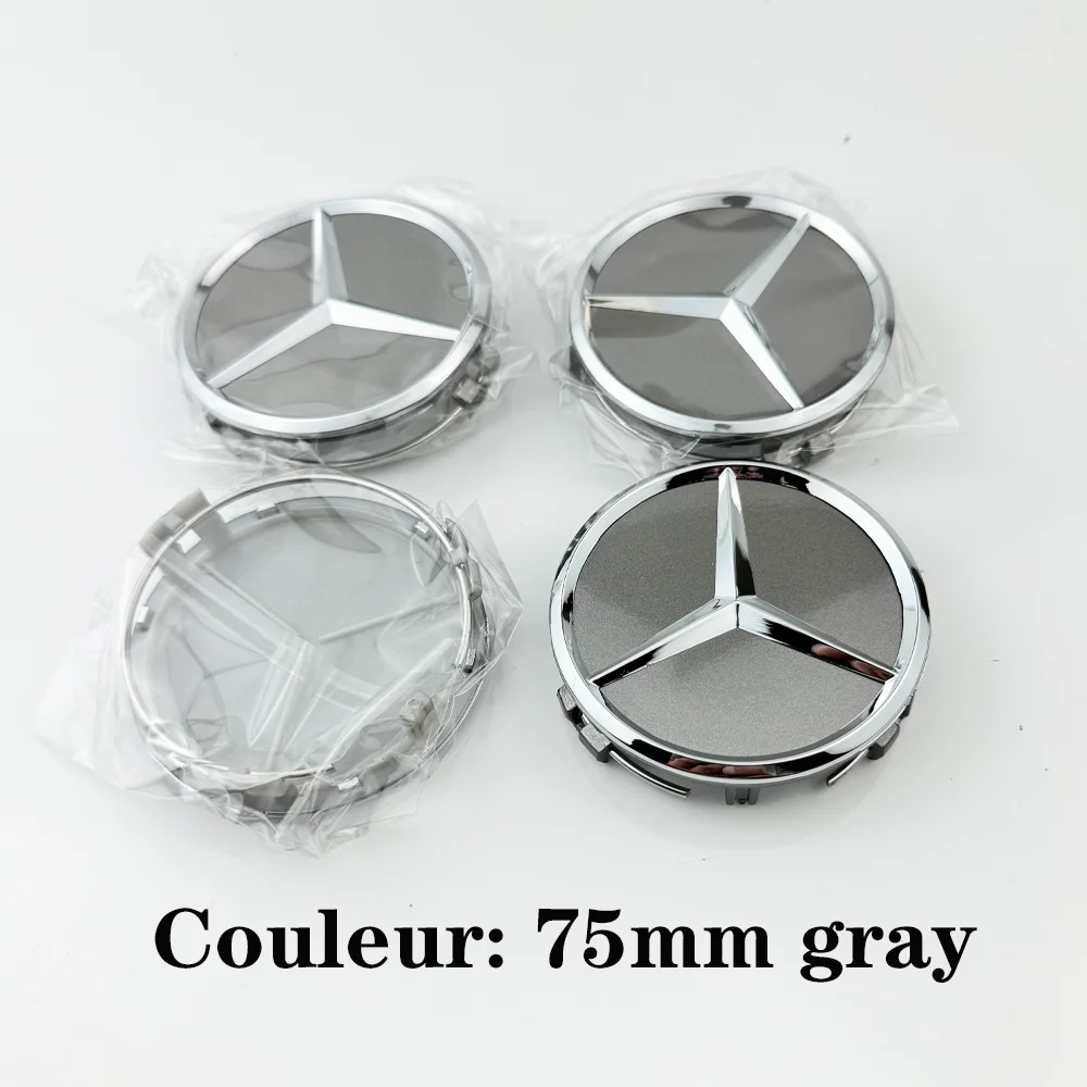 Cache-moyeu Mercedes-Benz 75 mm finition grise