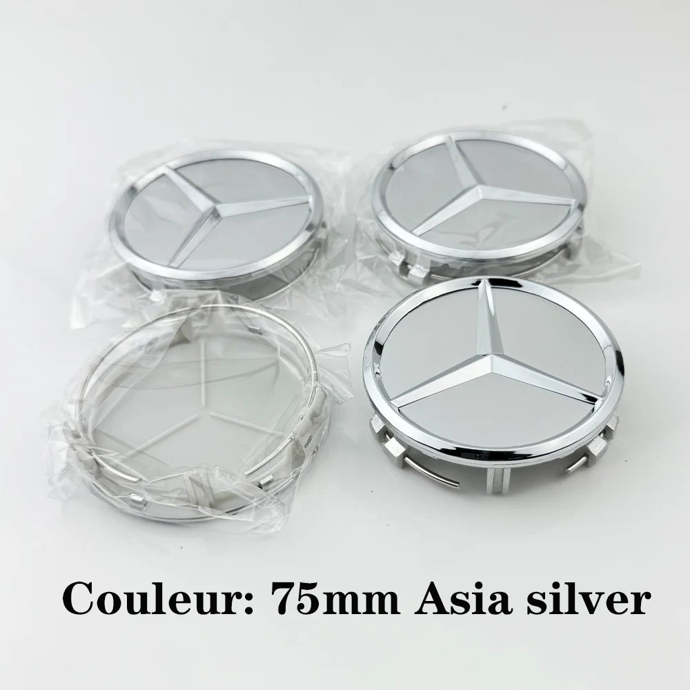 Cache-moyeu Mercedes-Benz 75 mm finition argentée