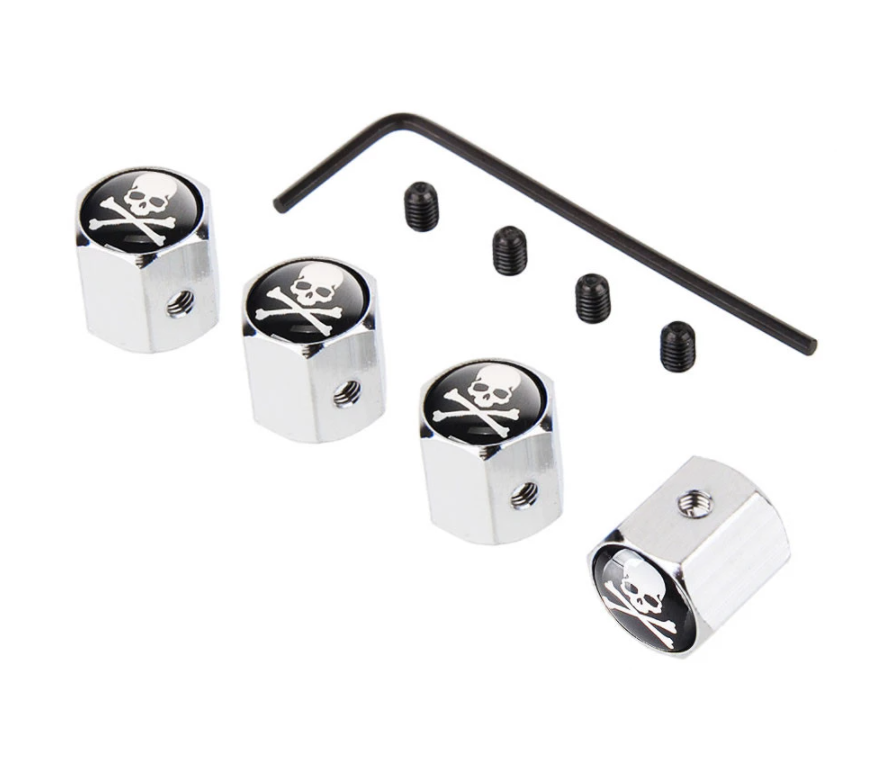 bouchons de valve originaux tete de mort pirate pour personnaliser les roues