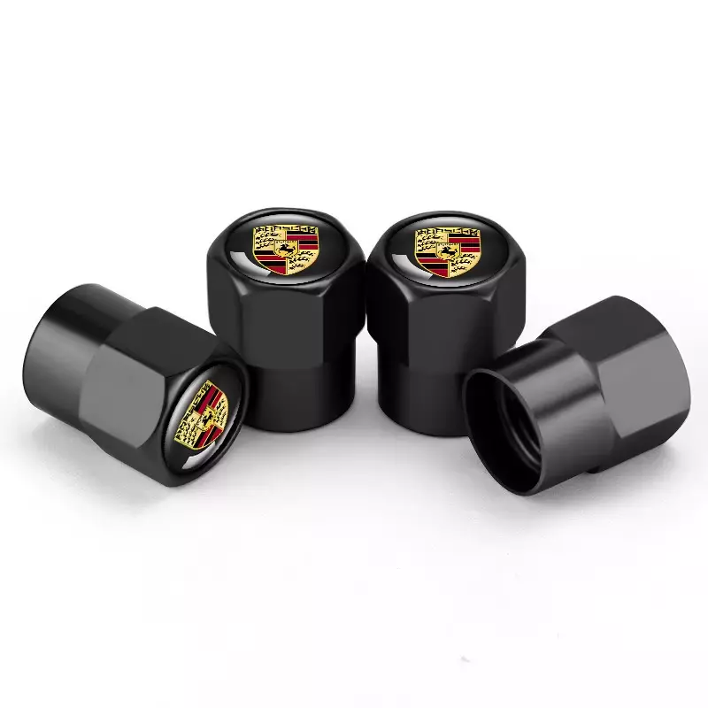Capuchons de valve noirs brillants style Porsche pour roues sportives