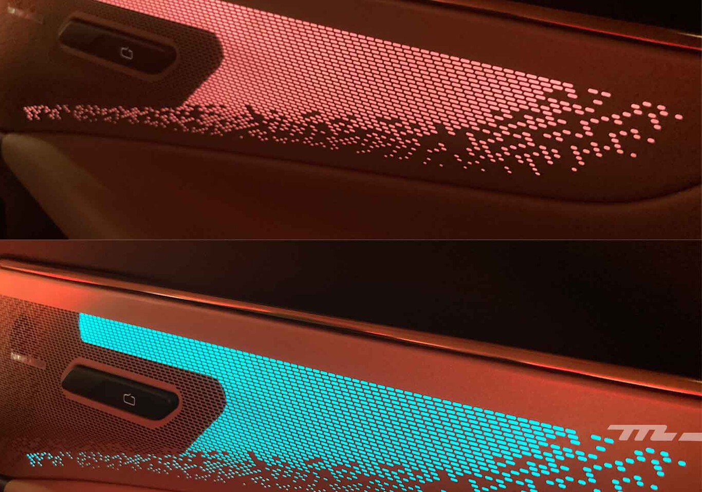 Éclairage d’ambiance multicolore intégré dans les panneaux de porte latéraux