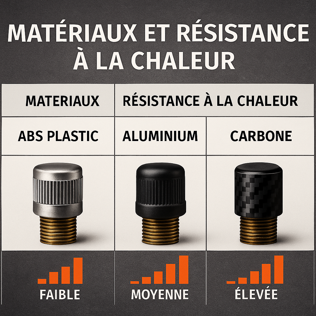 Tableau comparatif visuel de la résistance à la chaleur des matériaux