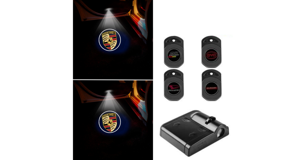 Lumière De Porte De Voiture Pour Porsche, Broderie, Macan, Icône