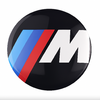 Cache-moyeu compatible BMW M noir avec bandes bleue et rouge – style Motorsport.