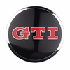 Cache-moyeu noir GTI rouge – centre de roue style sport compact.