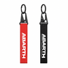 Porte-clés compatible ABARTH en tissu rouge et noir avec mousqueton métallique noir