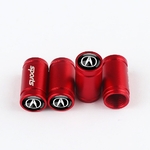 Pack de 4 embouts de valve sport rouges ACURA disposés sur fond blanc