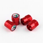 Lot de 4 bouchons de valve rouges avec logo Alfa Romeo sur fond blanc