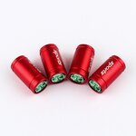 Bouchons de soupape rouges avec logo quadrifoglio, lot de 4 sur fond blanc