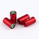 Lot de 4 bouchons de valve rouges Sport avec logo quadrifoglio sur fond blanc