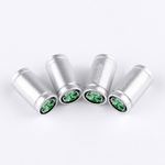 Protège-valves argentés avec logo quadrifoglio, lot de 4 sur fond blanc