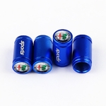Caches de tige de valve bleus avec logo Alfa Romeo pour pneus de voiture.