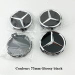 Cache-moyeu Mercedes-Benz 75 mm noir brillant