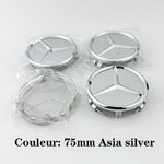 Cache-moyeu Mercedes-Benz 75 mm finition argentée