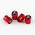 Quatre embouts de protection pour valve rouges ACURA disposés sur fond blanc
