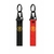 Porte-clés en sangle nylon noir et rouge avec logo asiatique doré, anneau métallique et mousqueton noir