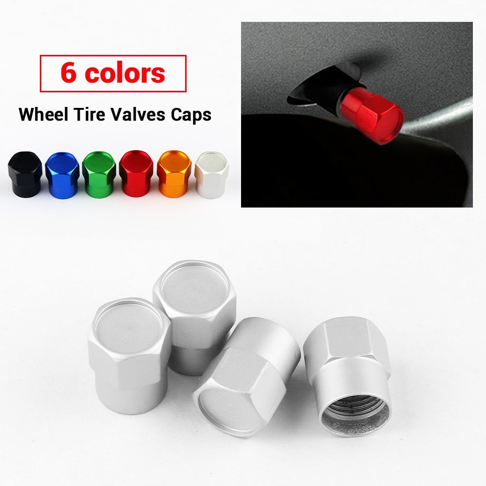 4 Bouchons De Valve Pneu Rouges Dwcx - Aluminium - Universel Voiture - NEUF