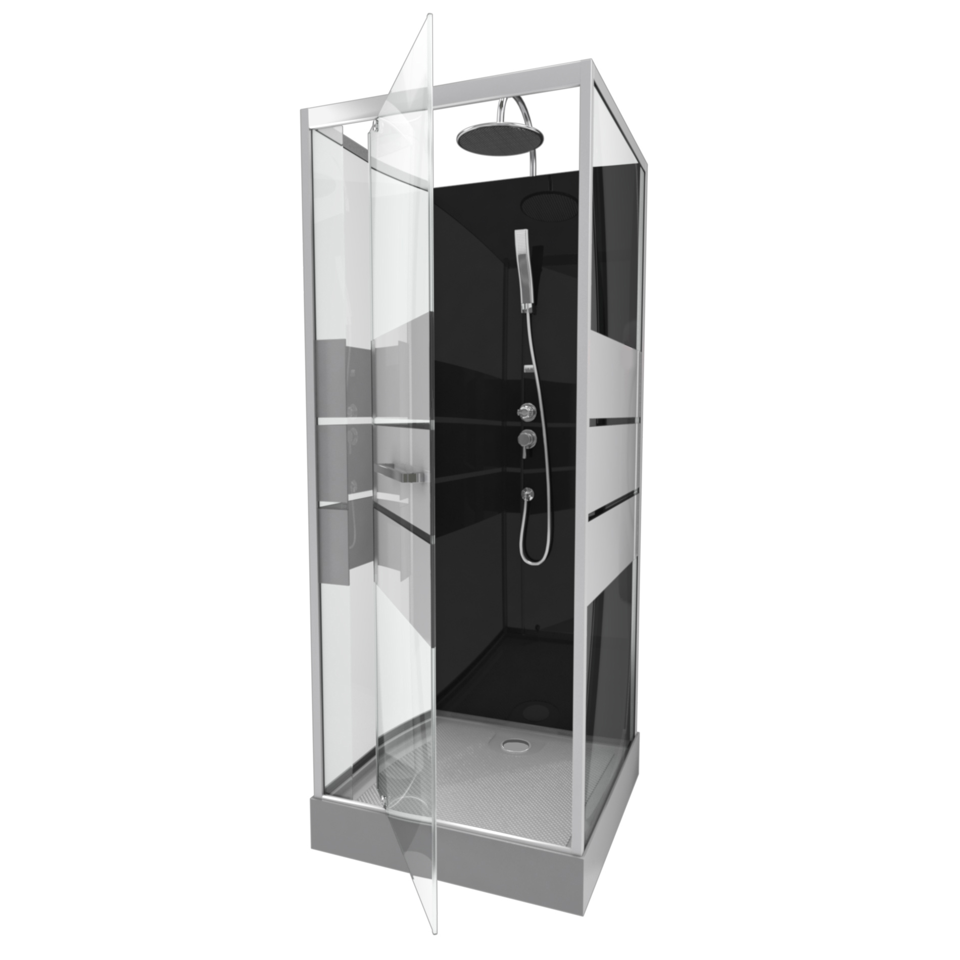 Cabine de douche carrée - 80 x 80 x 220 cm - Study - Aurlane