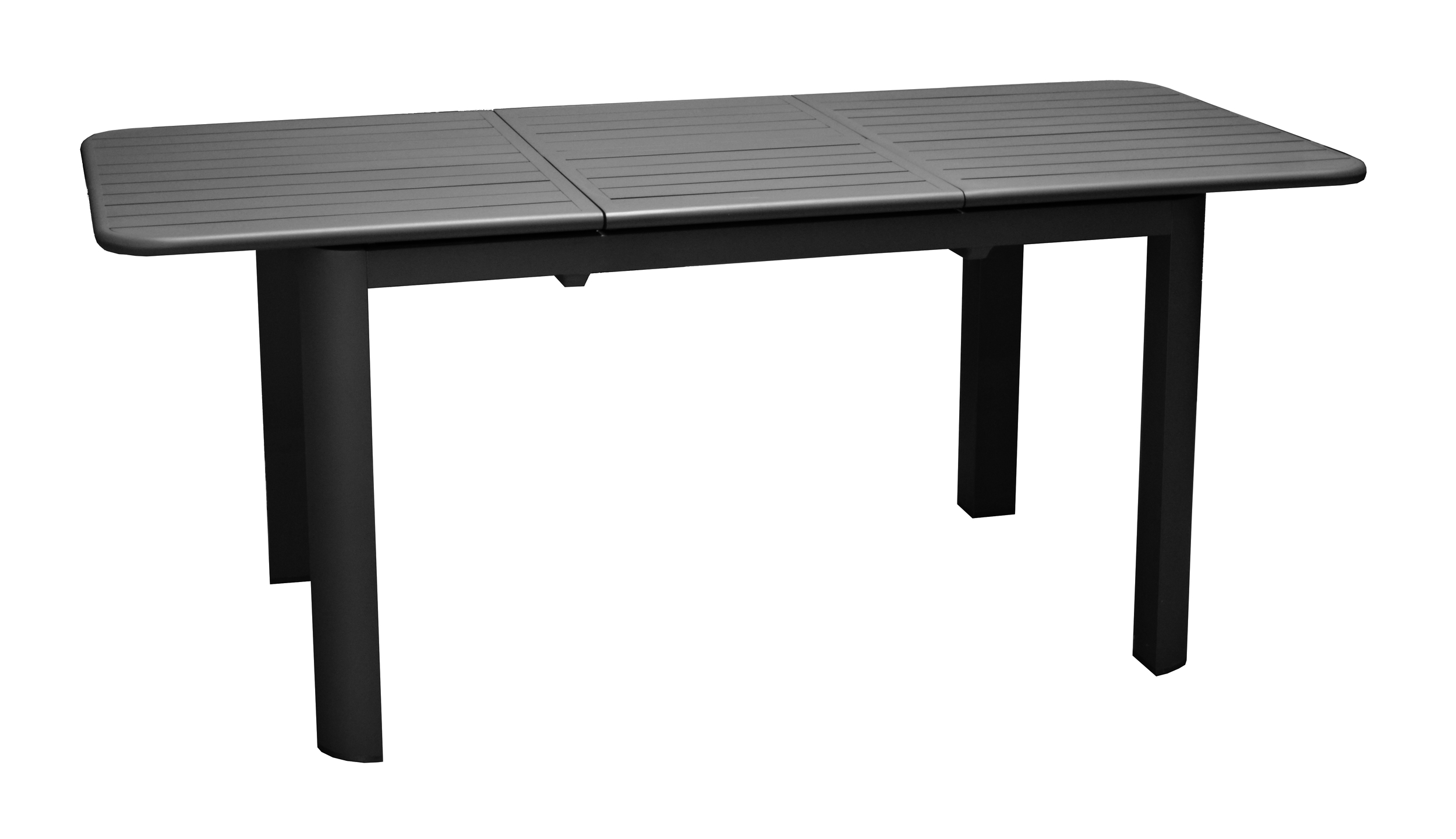 Ensemble table extensible 180 / 240 cm noire + 6 fauteuils en aluminium - Proloisirs