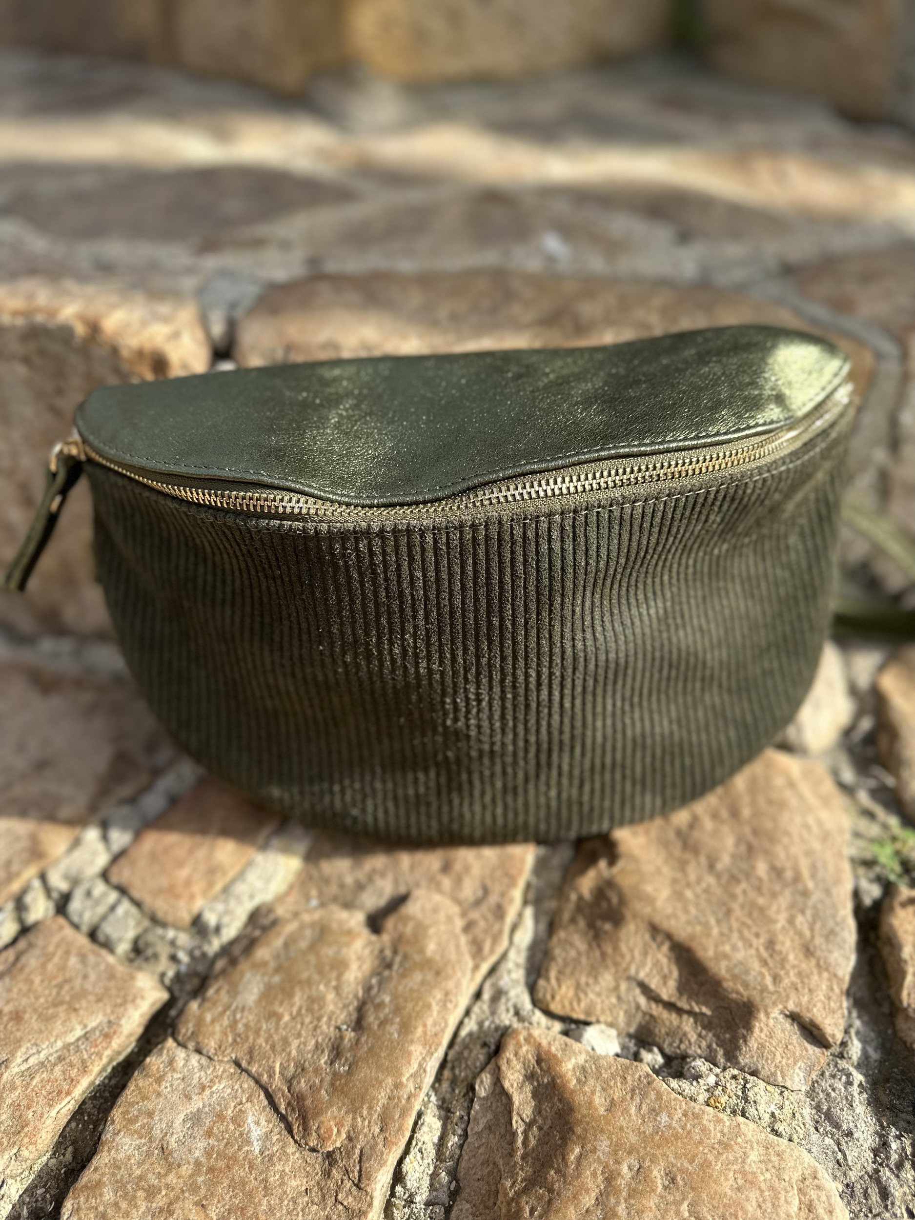 sac banane vert velour