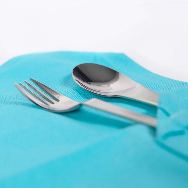 Kit Couverts Inox : Set avec fourchette, cuillère et pochette en coton bio