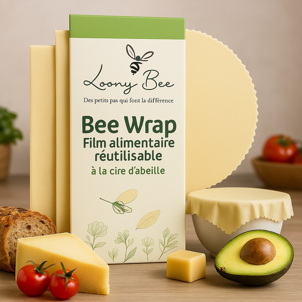 Bee Wrap Made in France - 6 Emballages alimentaires en cire d\'abeille