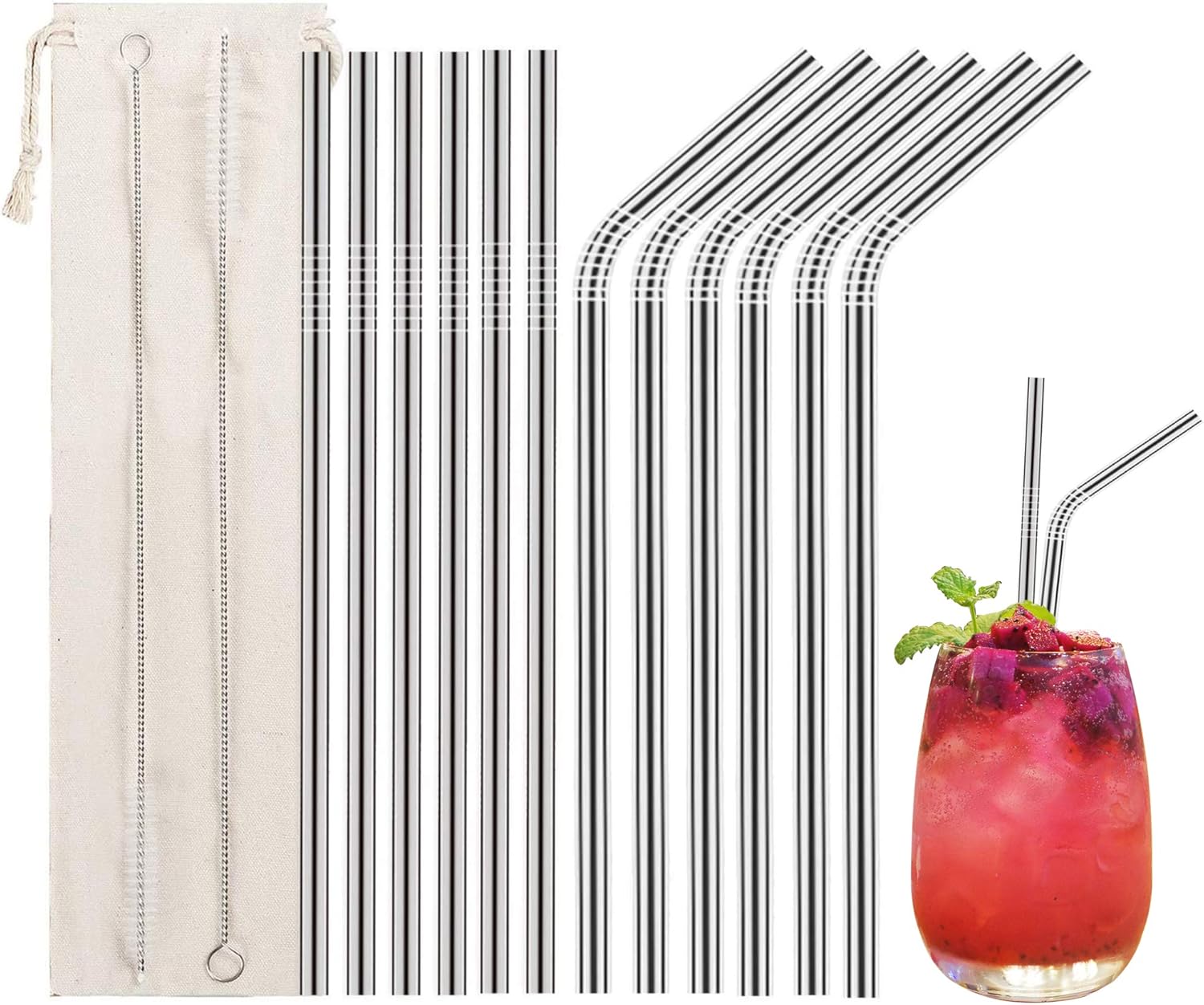 Paille Inox : 12 Pailles réutilisables et durables en acier inoxydable