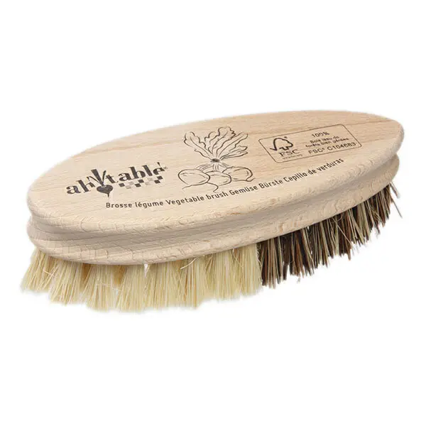 Brosse à légumes écolo en bois de hêtre pour laver fruits et légumes