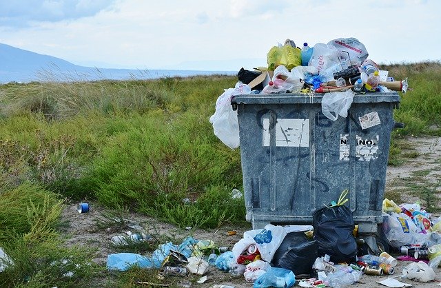 poubelle avec des dechets qui debordent