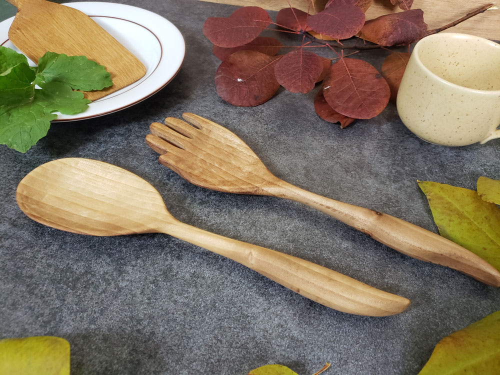 Couverts à salade en bois Mimine (Noyer)