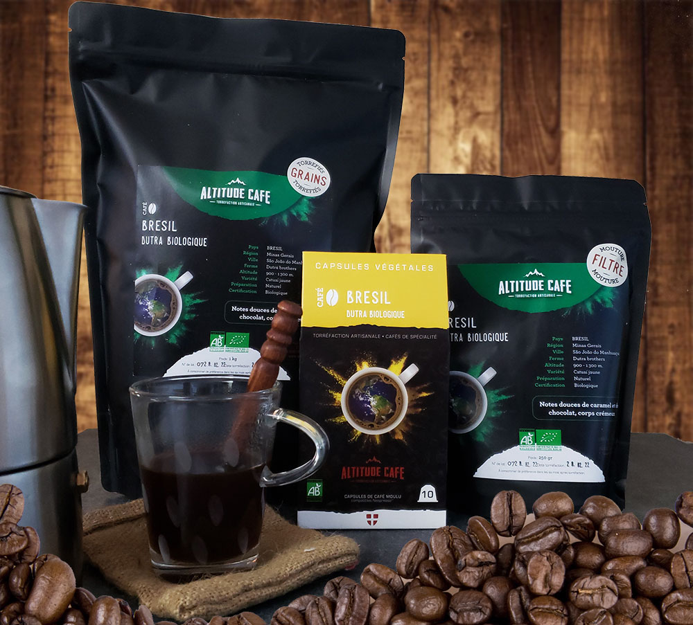 Brésil café grain moulu capsule torréfacteur artisanal Altitude café