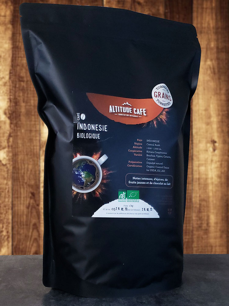 Café bio en grain kilo Indonésie torréfacteur artisanal Altitude café