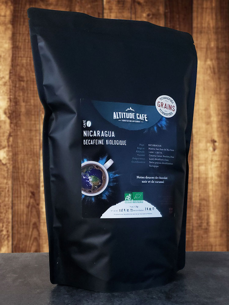 Café bio en grain kilo Nicaragua Mexique décaféiné torréfacteur artisanal Altitude café