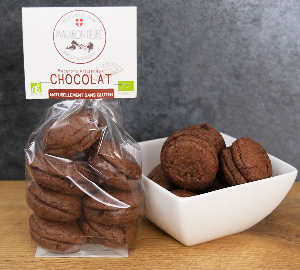 Macarons artisanaux au chocolat Désiré - Biscuits Bio des Savoie