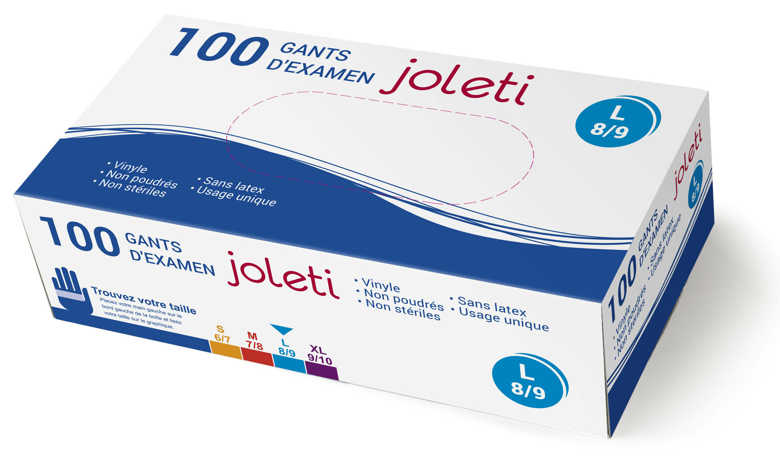 boite de 100 gants d examen vinyle taille L 8:9 joleti tablelya 1101062221-1