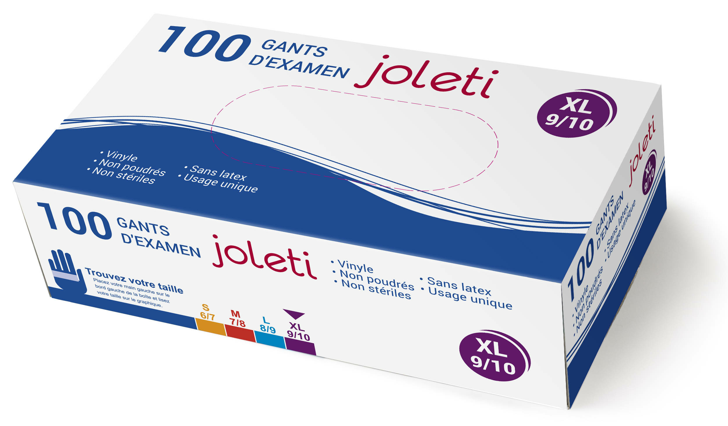 boite de 100 gants d examen vinyle taille XL 9:10 joleti tablelya 1101063221-1