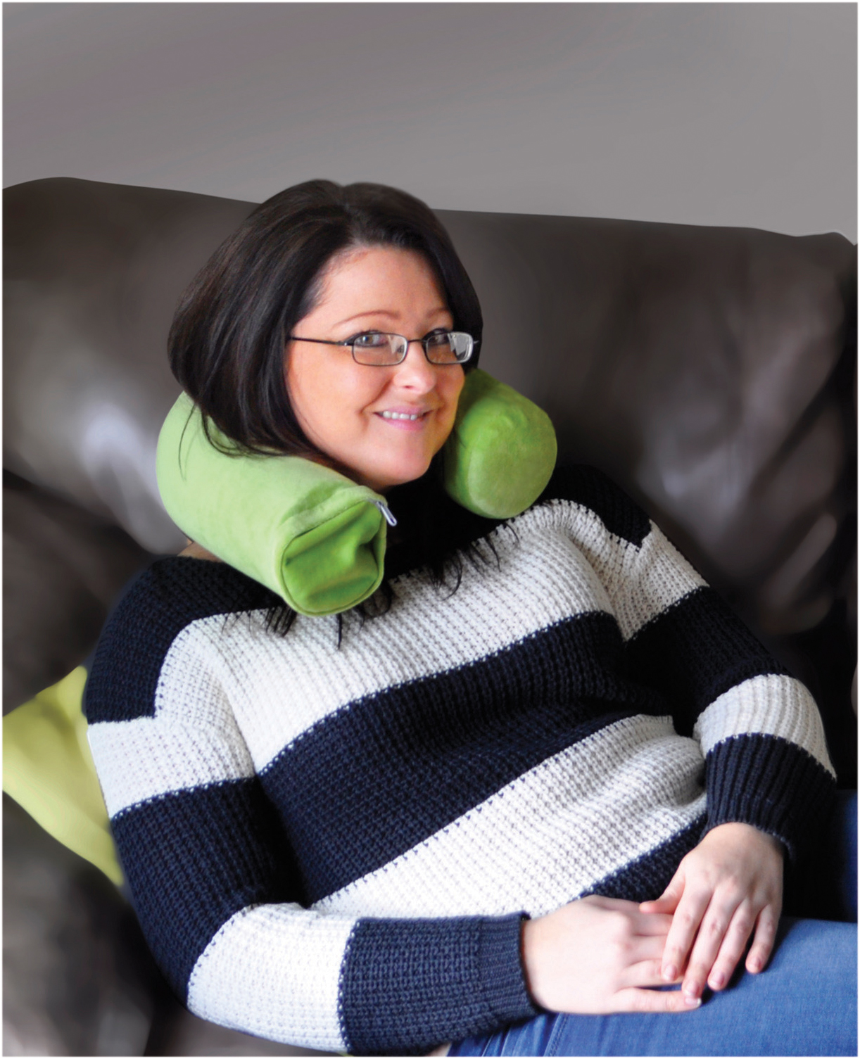 coussin cylindrique flexible en mousse à mémoire de forme vert anis diamètre 9 cm