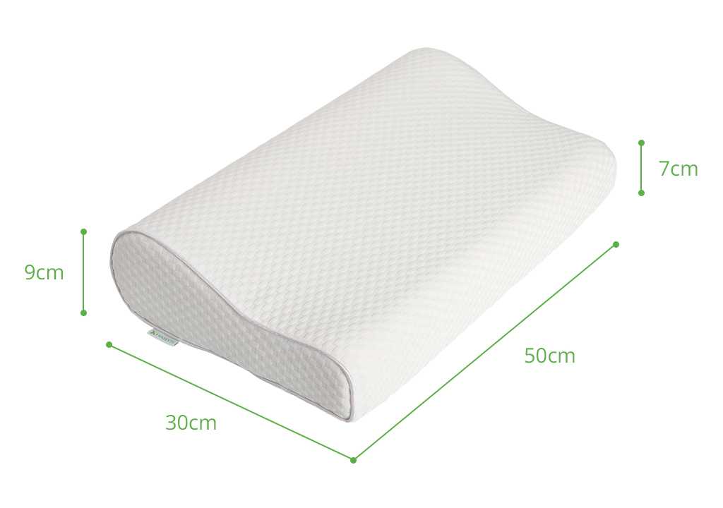tablelya habys oreiller ergonomique à mémoire de forme dimensions M-50x30x7-9-cm-détail de la housse blanche avec passepoil satin