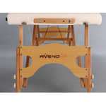 renfort bois face avant avec logo aveno life sur table de massage bois portable tablelya