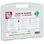 phare sante valise de secours 2-4 personnes pour véhicule voiture camion fermée avec descriptif contenu sur le dessus