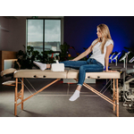 tablelya coussin genoux orthopédique avec sangle de fixation habys damart utilisation en rééducation ou pour soulager les jambes lourdes femme assise