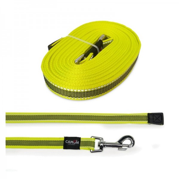 longe-plate-pour-chien-nylon-jaune-reflechissant-camon