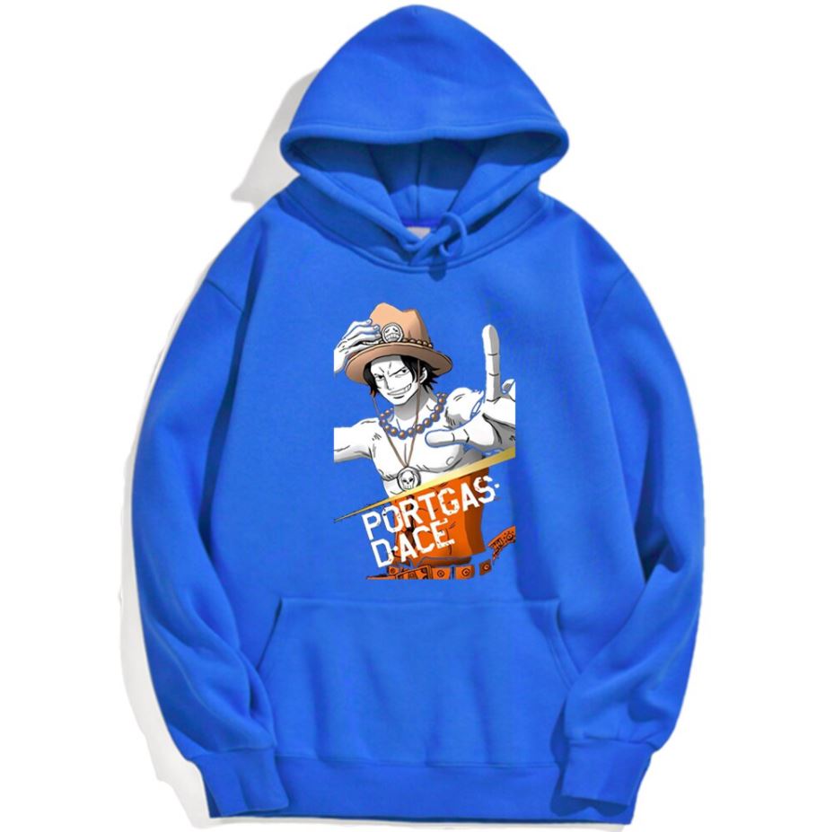 sweatshirt hoodie one piece portgas ace bleu
